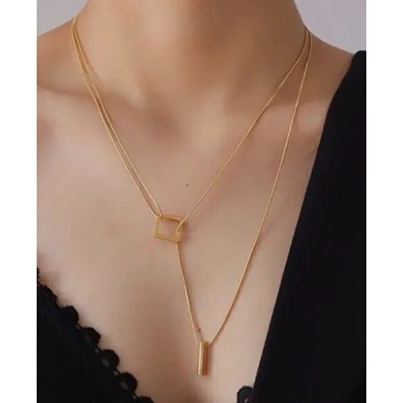 Madewell Necklace Woman Fashion 18K Gold Plated Stainless Steel Layers - Picture 2 of 5